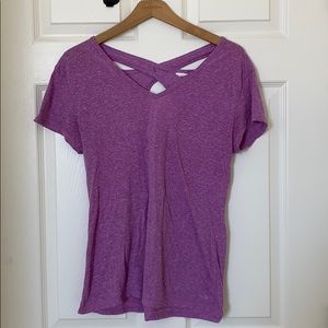 Fitted purple criss cross short sleeve